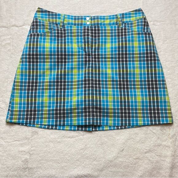 Slazenger Checkered Blue Green White Skorts Size 6 - Picture 1 of 13
